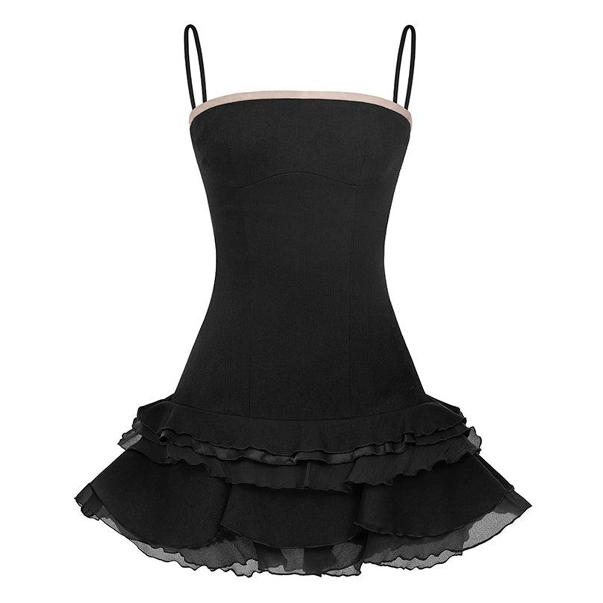 Swan Drop Waist Ruffle Layer Velvet Burlap Mini Dress