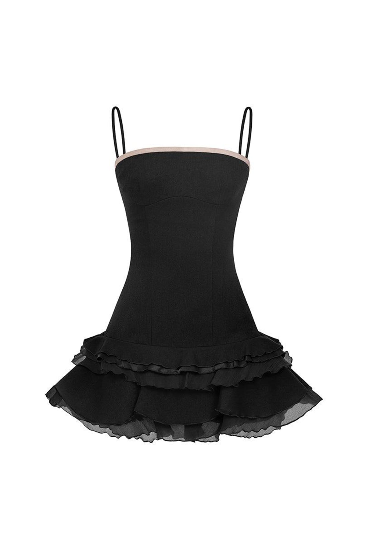 Swan Drop Waist Ruffle Layer Velvet Burlap Mini Dress