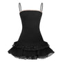 Swan Drop Waist Ruffle Layer Velvet Burlap Mini Dress