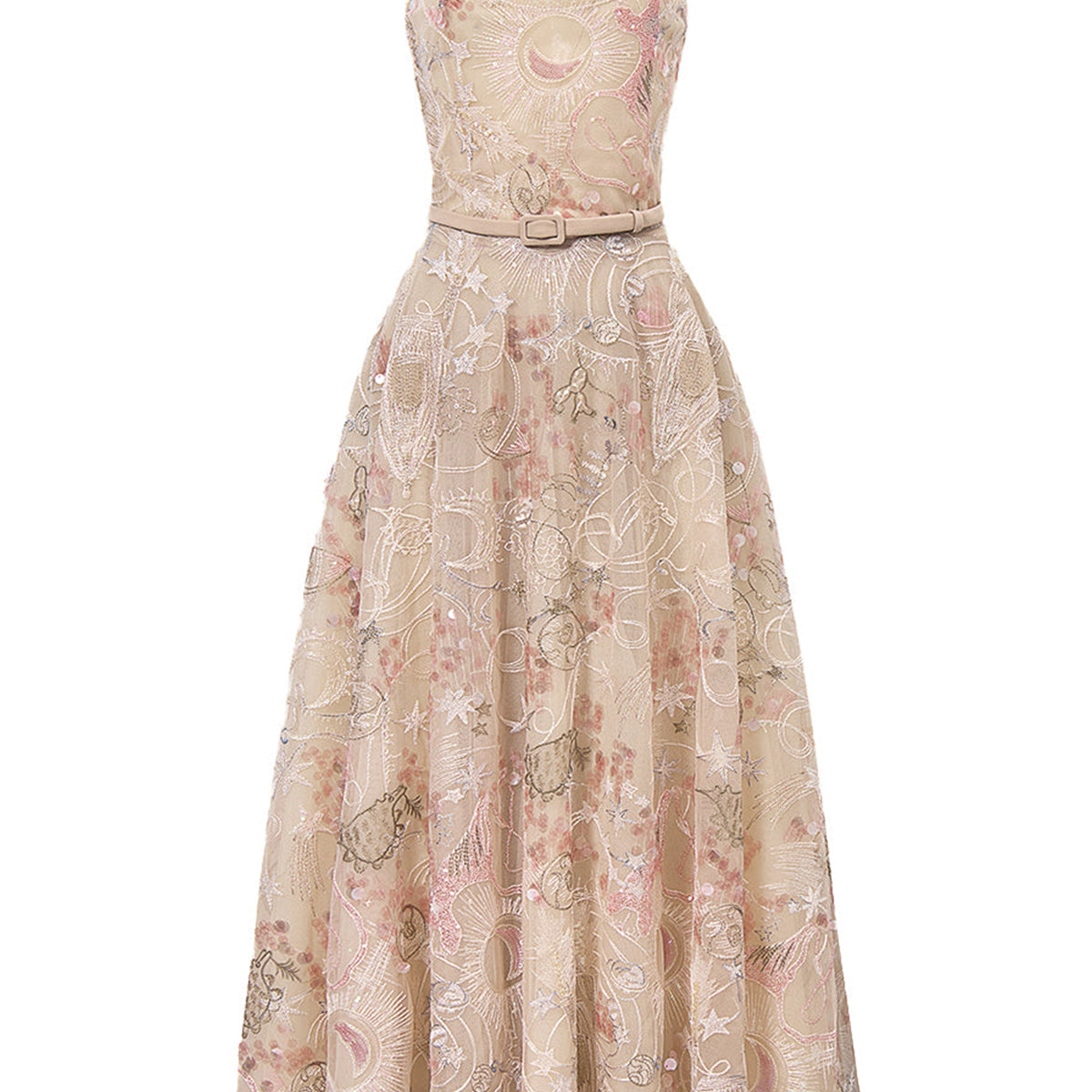 Tidal Whisper A-line Spaghetti Strap Embroidered Lace Maxi Dress