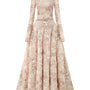 Tidal Whisper A-line Jewel Neck Embroidered Lace Maxi Dress