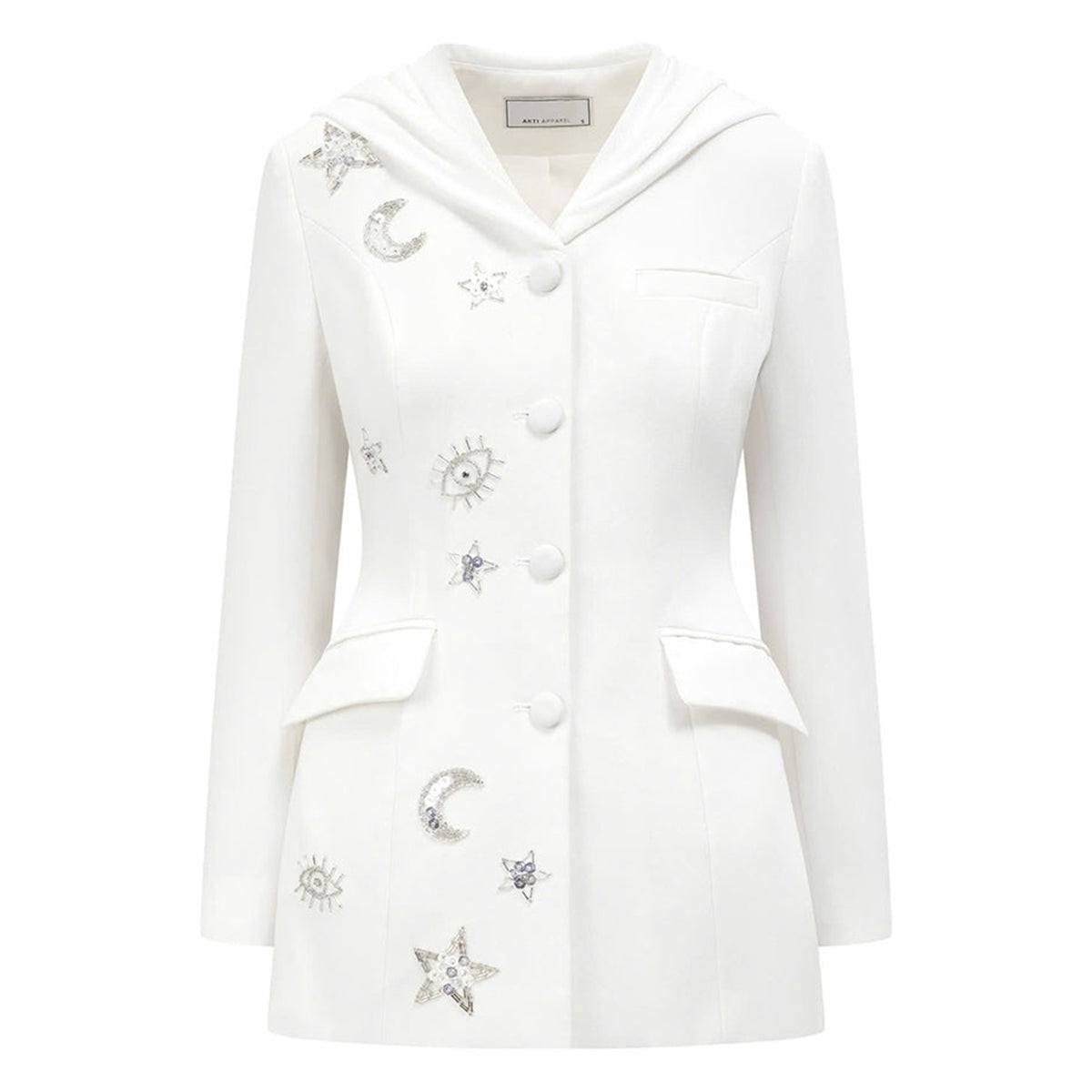 Vera Sheath Hooded Neck Cotton Blend Blazer