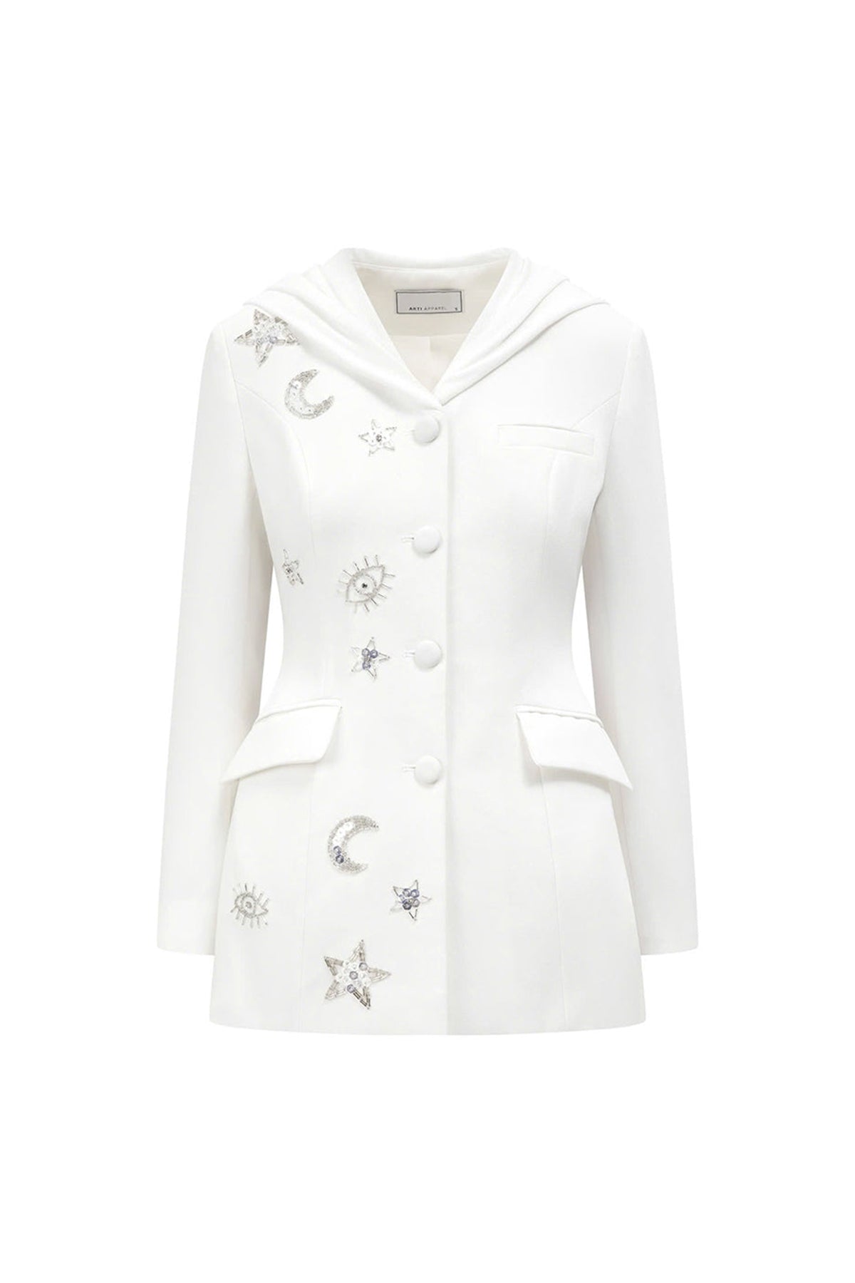 Vera Sheath Hooded Neck Cotton Blend Blazer