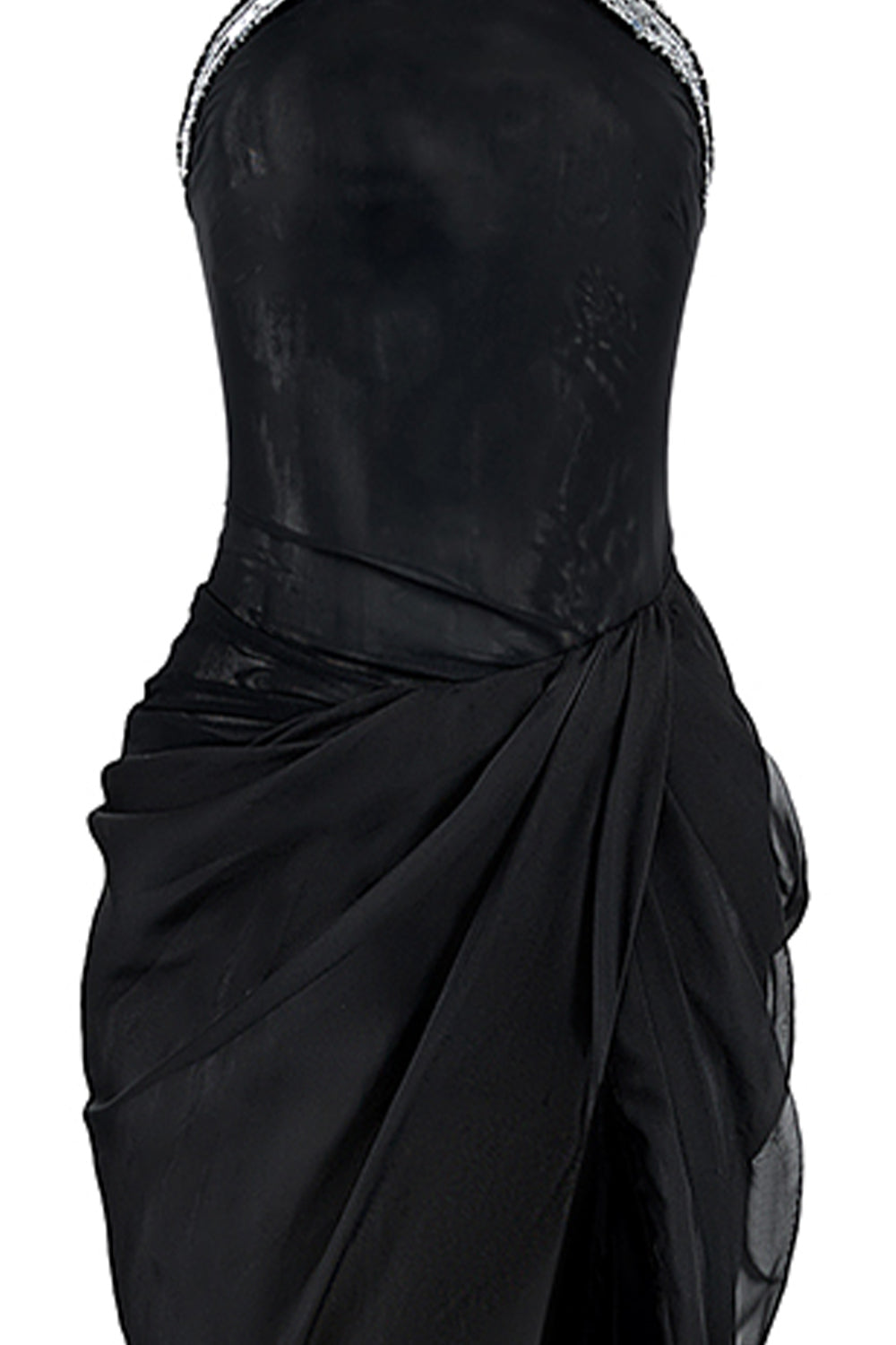 Willa Slit Halter Neck Chiffon Extra Long Length Dress