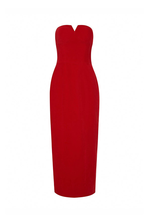 Edana Sheath Open Shoulder Velvet Midi Dress