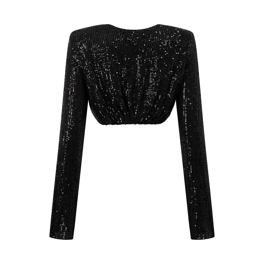 Canyon Cropped Boat Neck Sequin Top