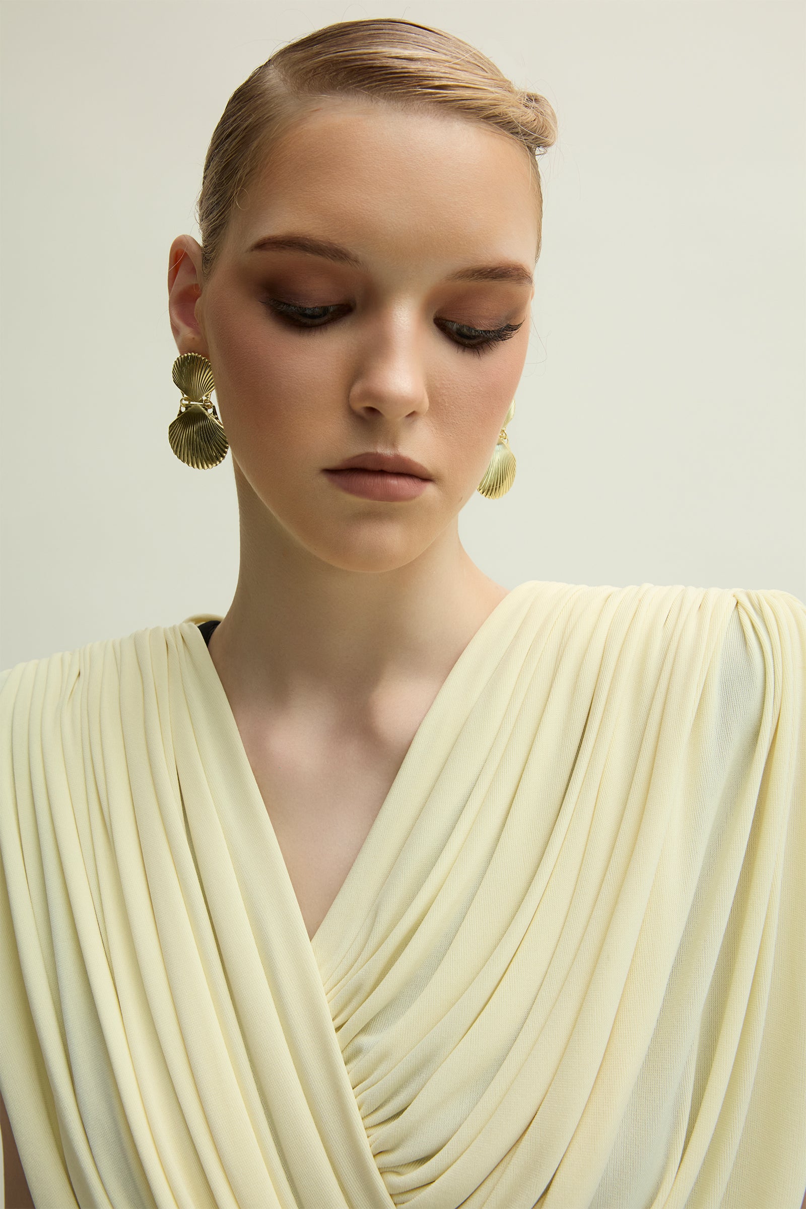 Panton V-Neck Draped Maxi Dress