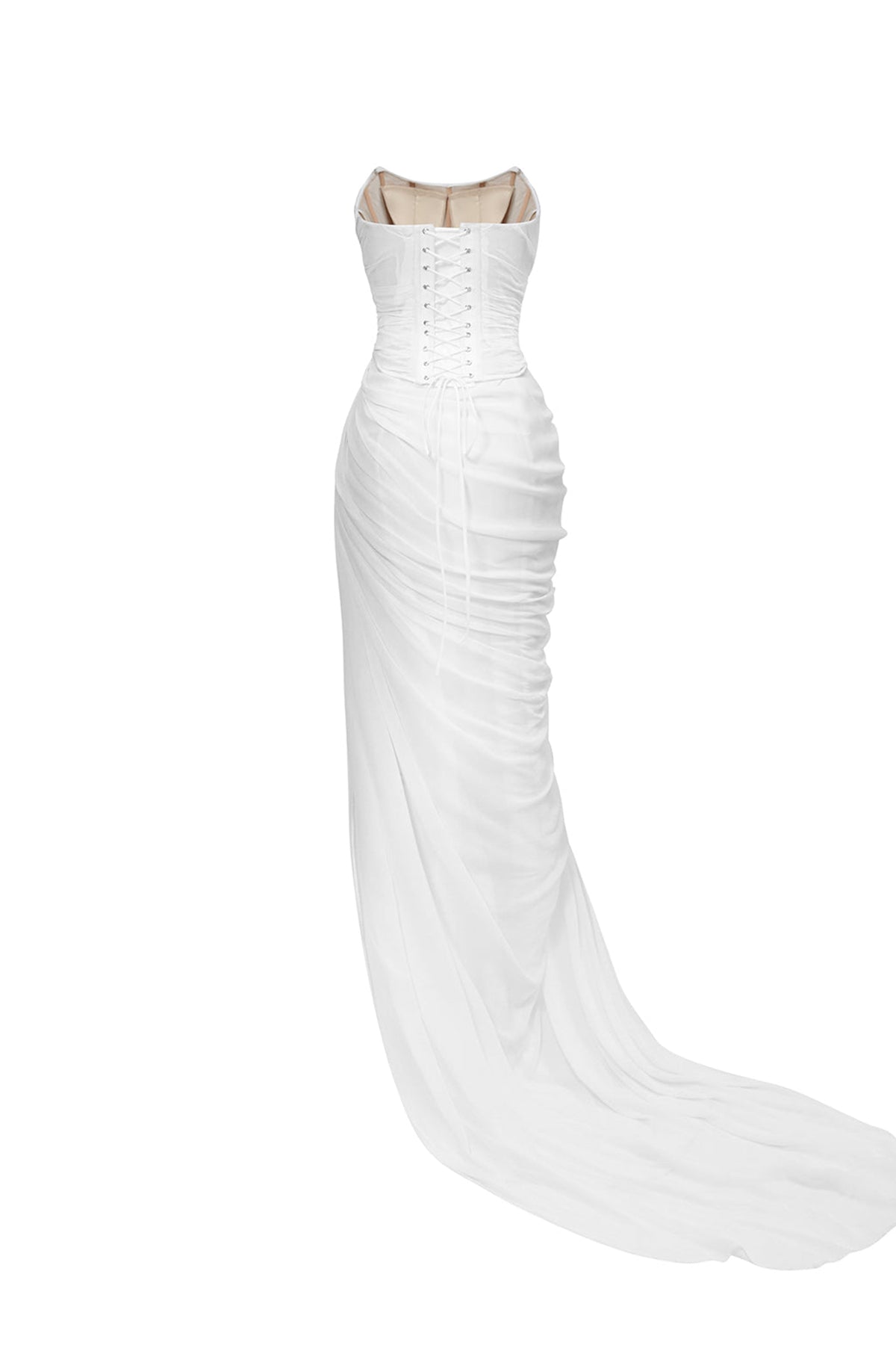 Giana Slit Semi-Heart Neck Chiffon Floor Length Dress