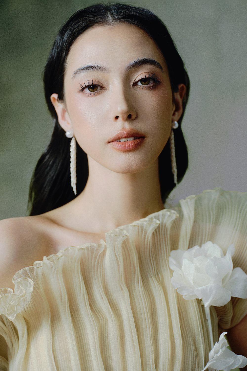 Goldnette Asymmetric Neck Maxi Dress