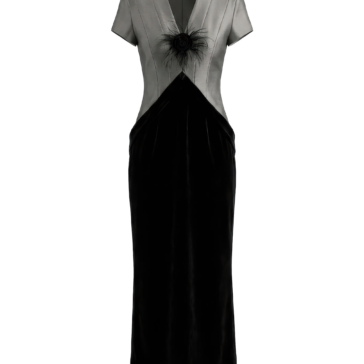 Noir V-Neck Midi Dress