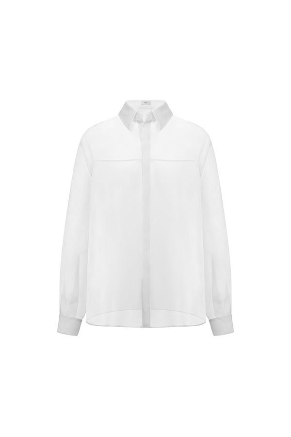 Lucca Straight Puffy Sleeved Organza Shirt