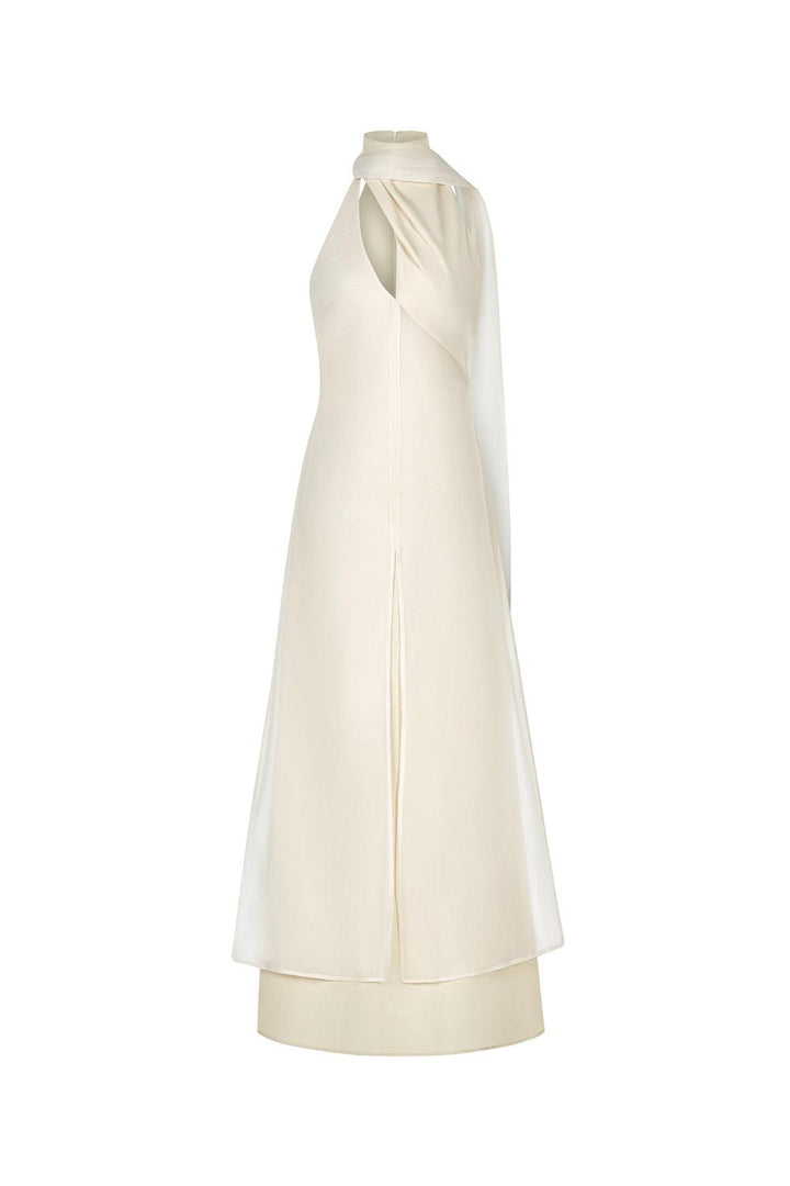 Yen Layered High Neck Floss Silk Ankle Length Dress - MEAN BLVD