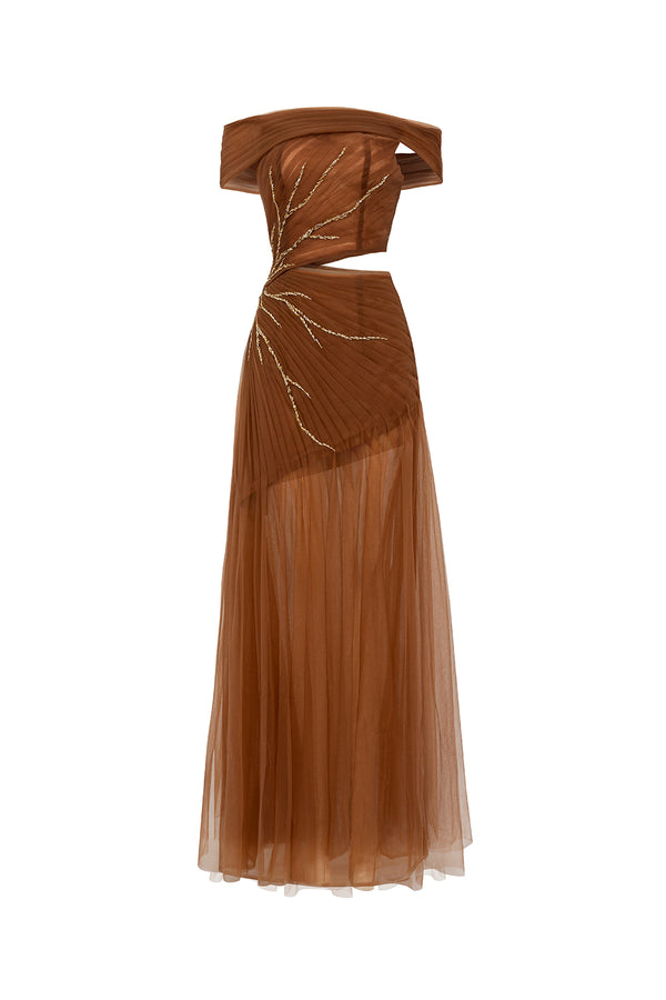 Sullivan A-line Cut-Out Polyester Floor Length Dress