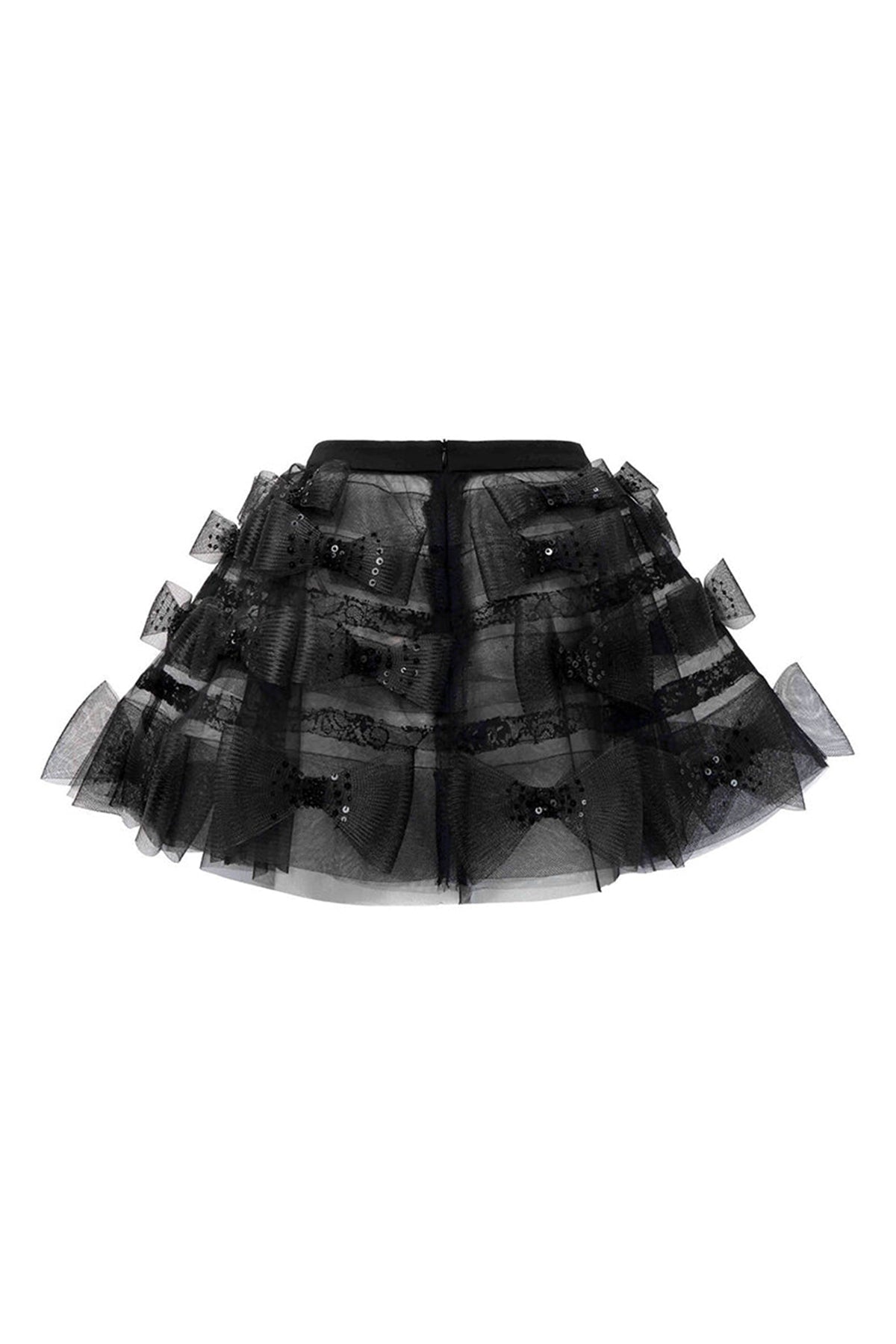 Veil Fit and Flare See-Through Lace Mini Skirt