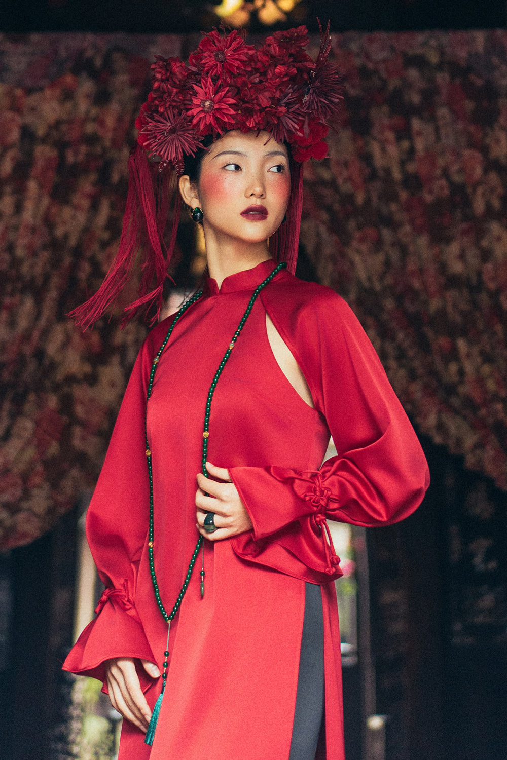 Nhat Chieu Straight Synthetic Silk Ao Dai