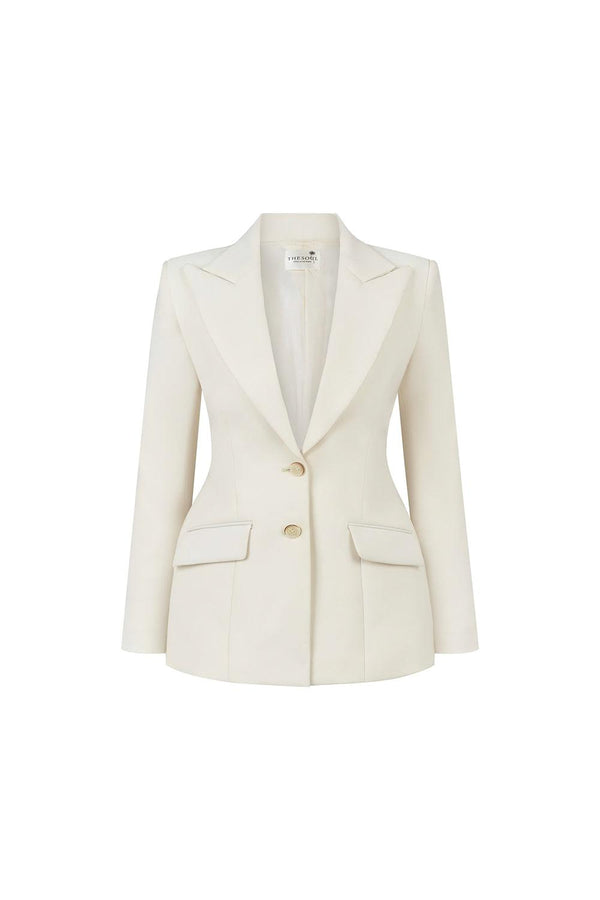 Lily Hourglass Flap Pocket Wool Blend Blazer