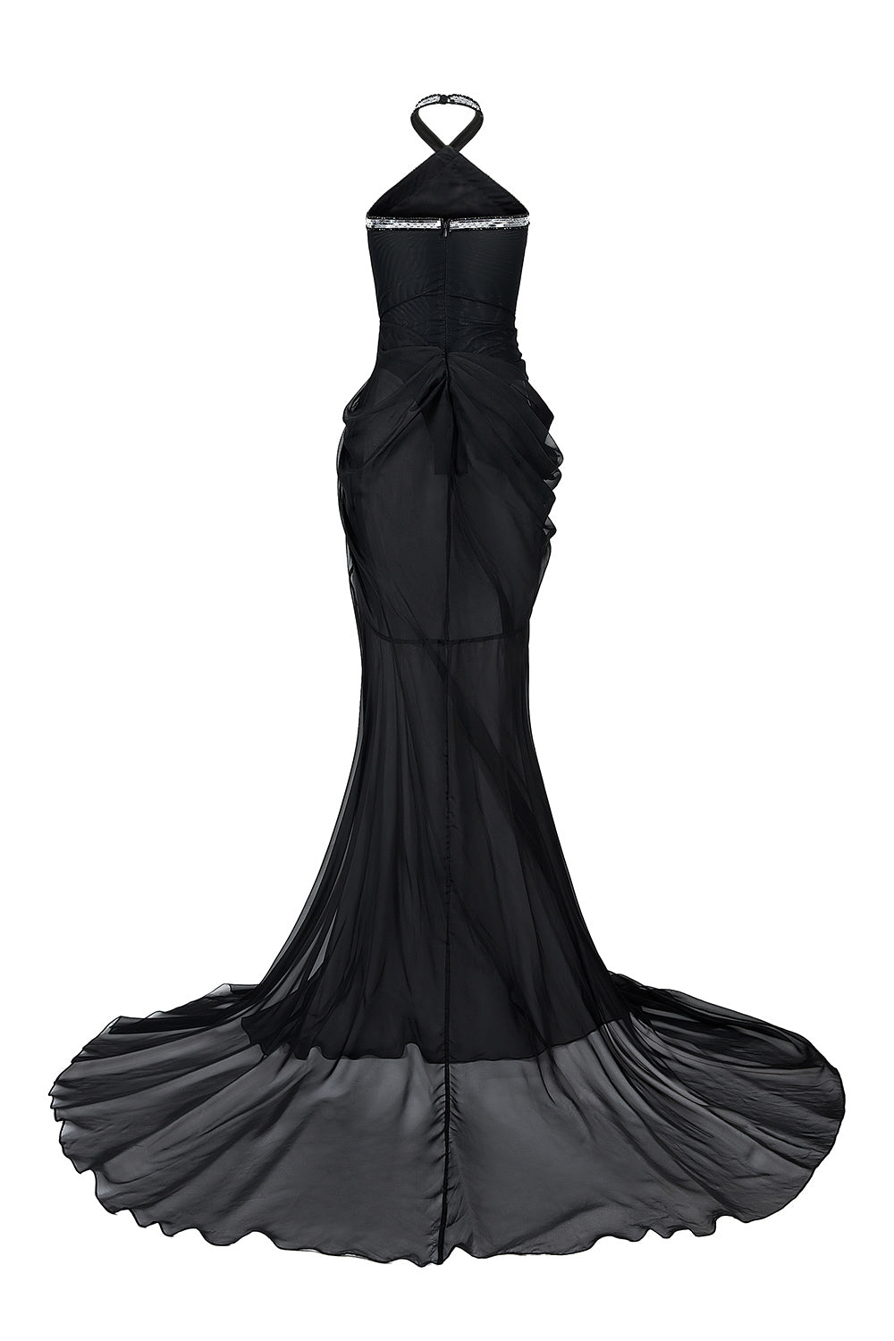 Willa Slit Halter Neck Chiffon Extra Long Length Dress