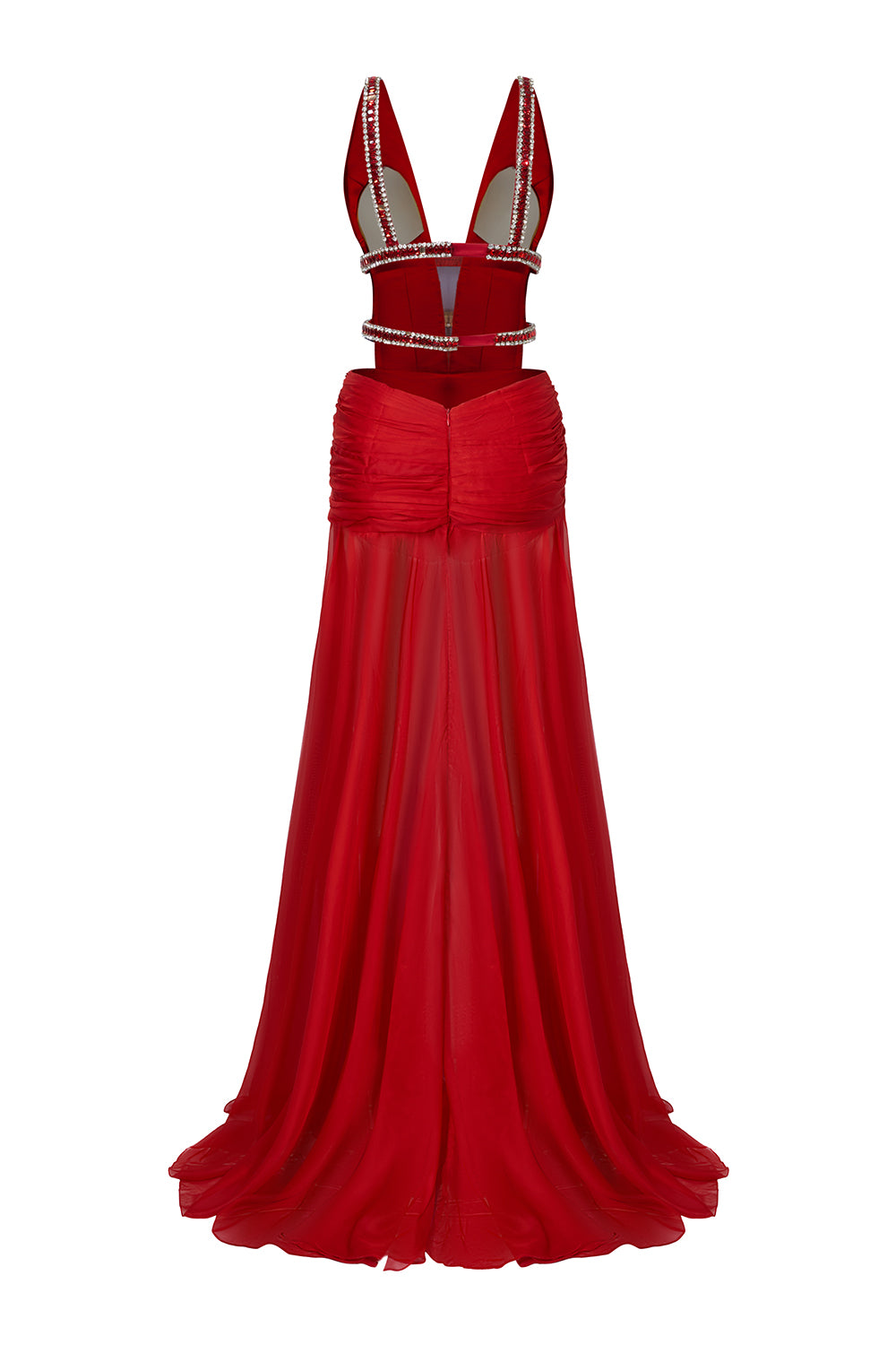 Malik Slit Plunge Neck Silk Floor Length Dress