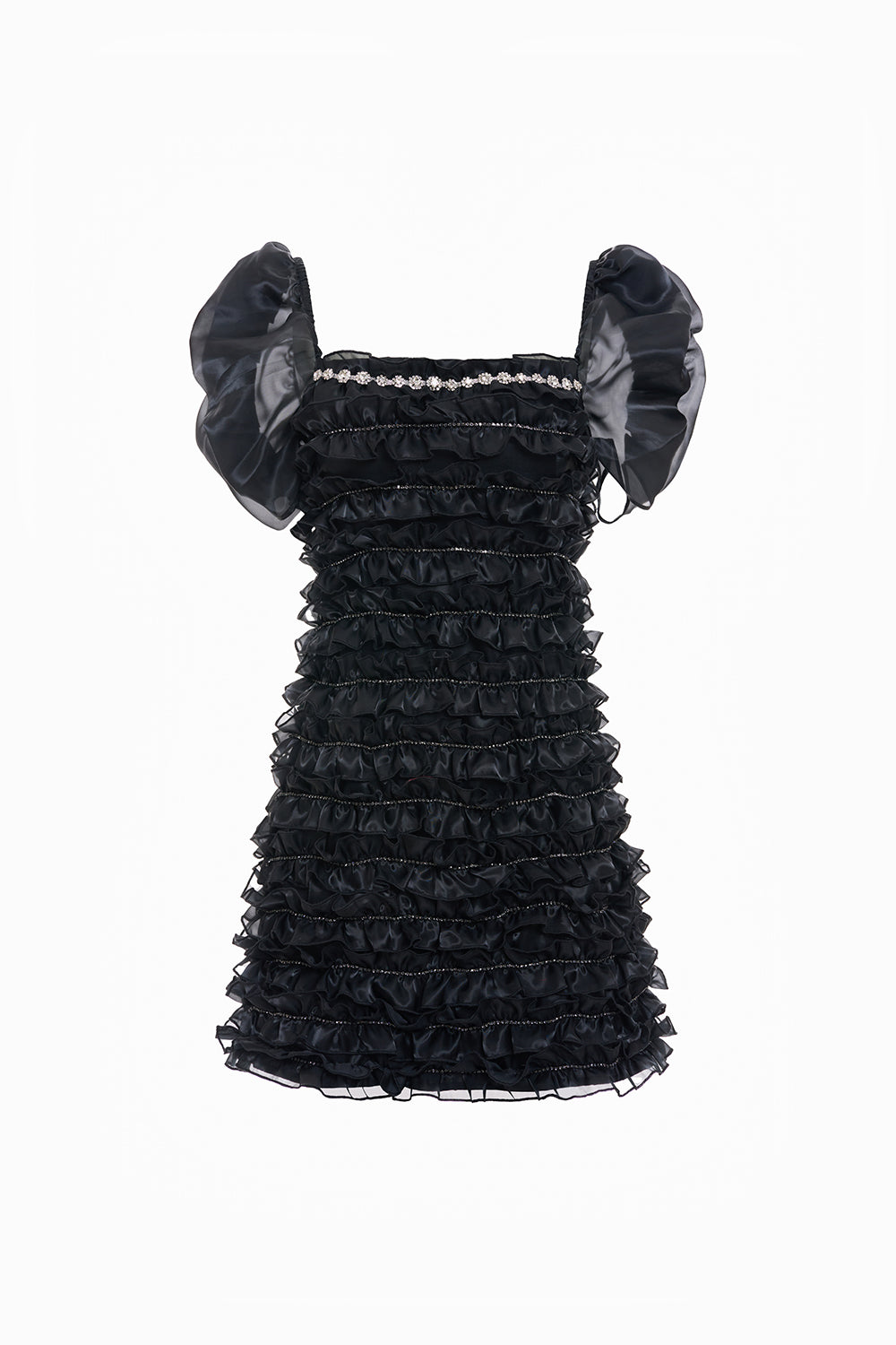 Helena A-line Square Neck Organza Mini Dress