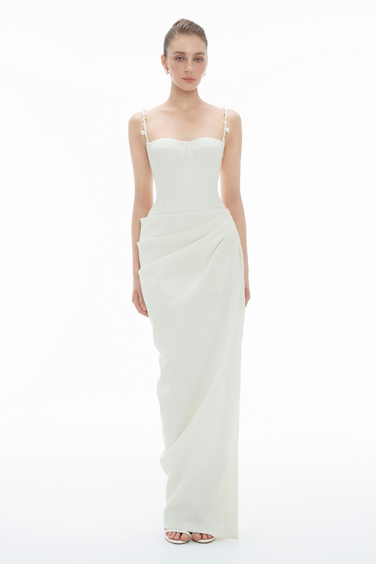 Magnolia Draped Maxi Dress Cream / Customize
