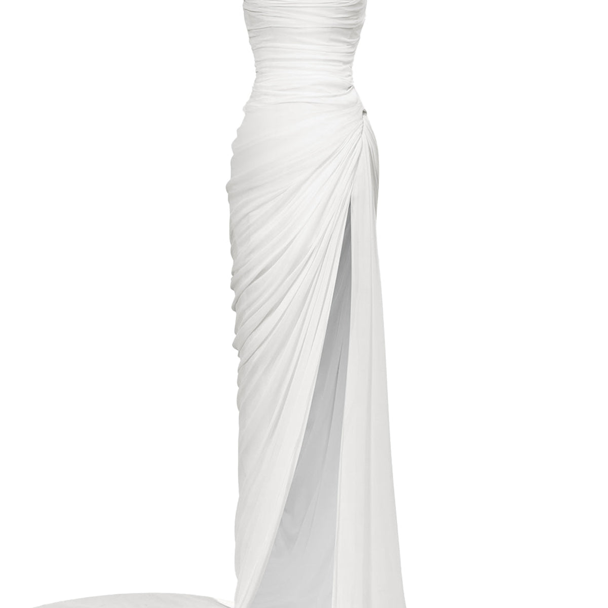 Giana Slit Semi-Heart Neck Chiffon Floor Length Dress
