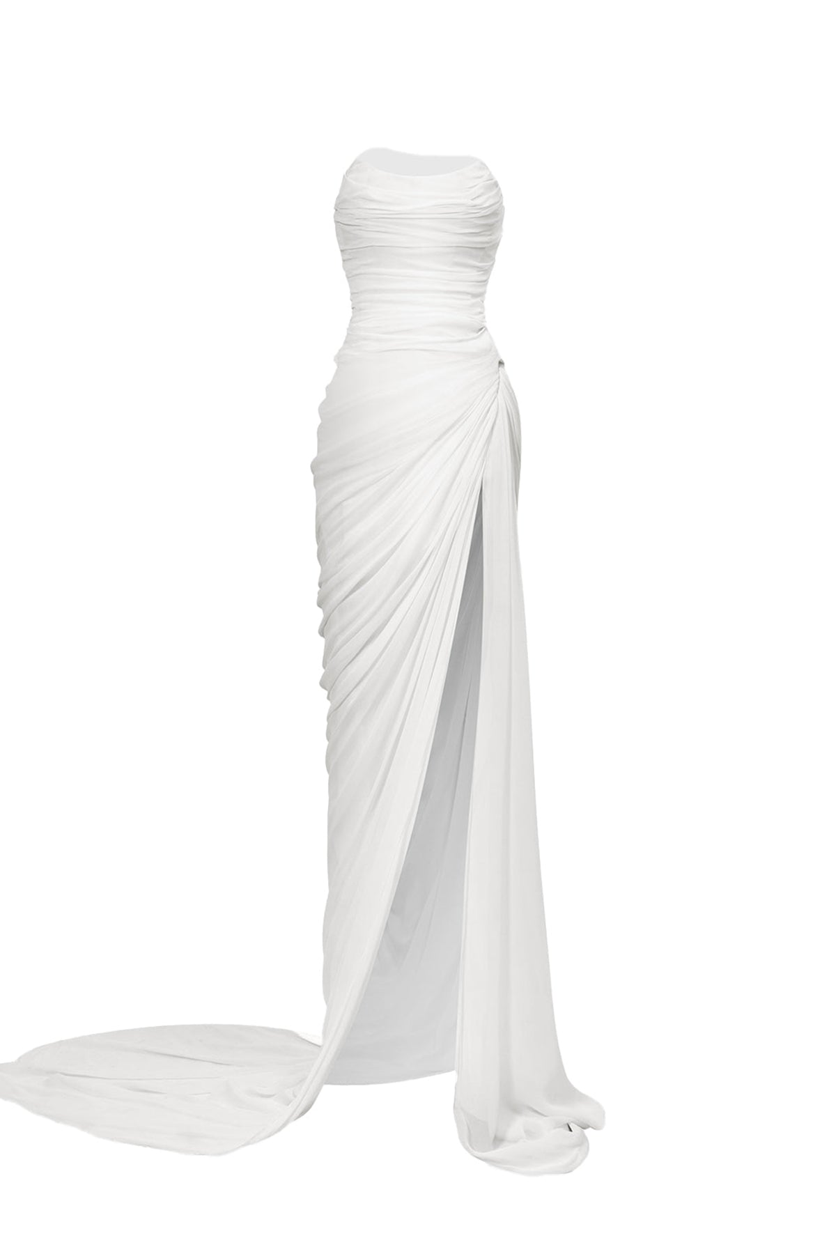 Giana Slit Semi-Heart Neck Chiffon Floor Length Dress