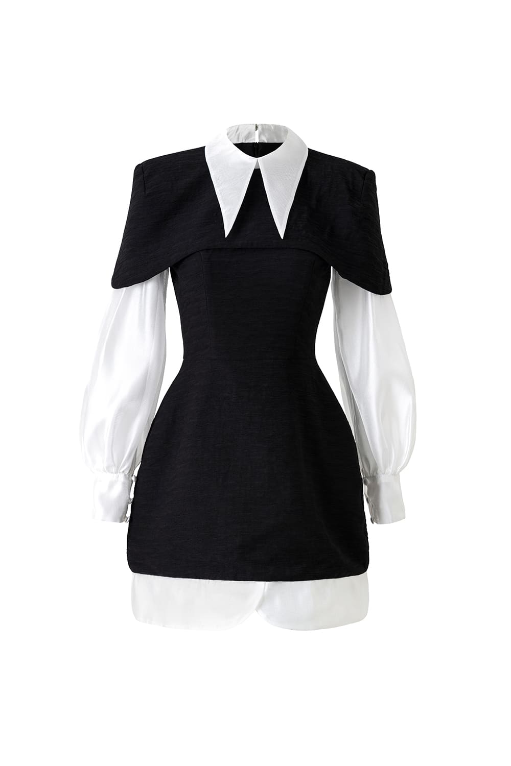 Devon A-line Cape Shoulder Cotton Silk Mini Dress