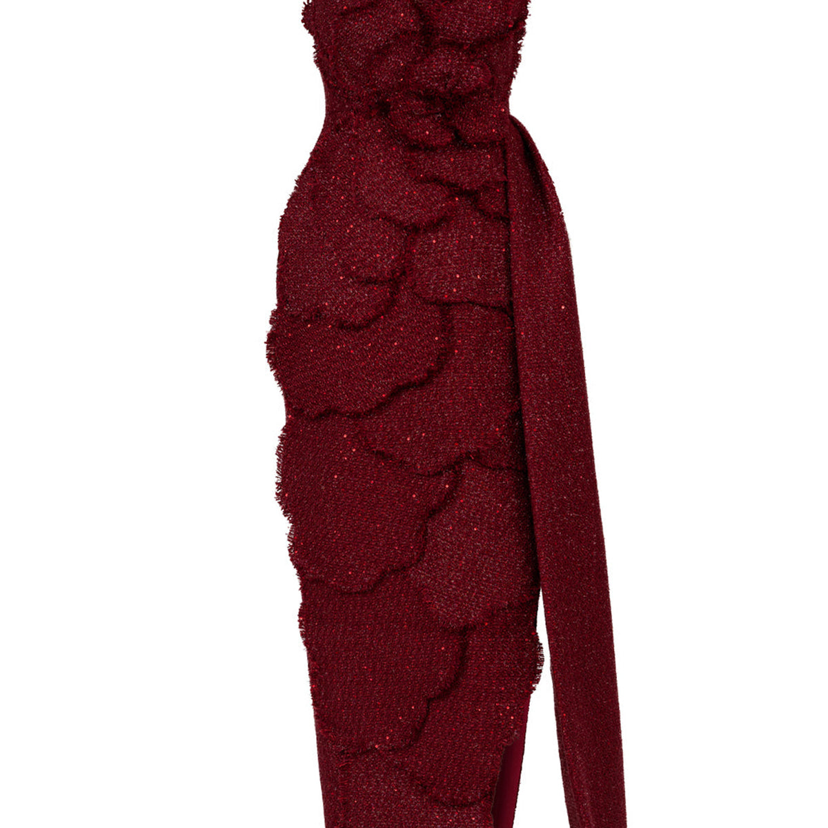 Rosette Off-Shoulder Applique Maxi Dress