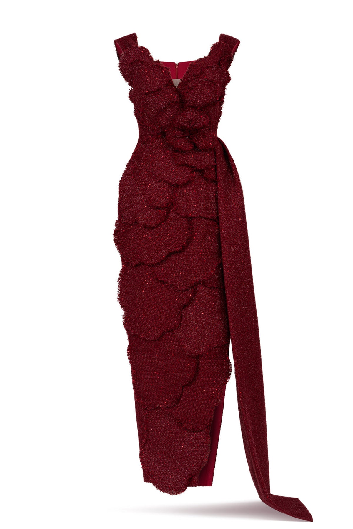 Rosette Off-Shoulder Applique Maxi Dress