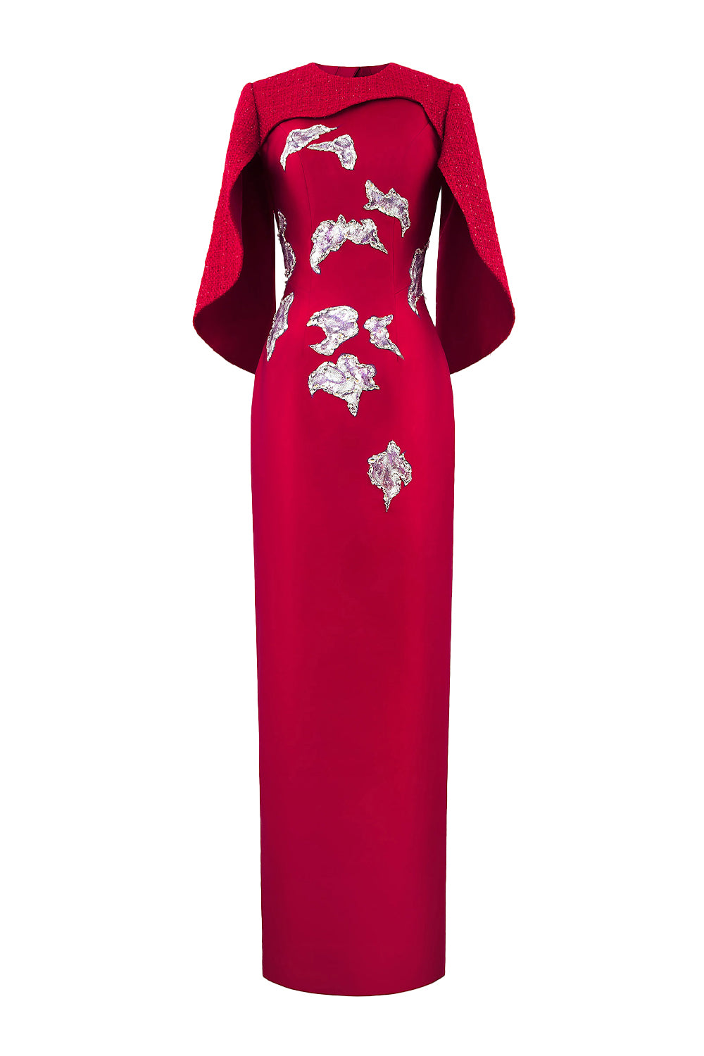 Lustre Reverie Sheath Cape Sleeved Zibeline Floor Length Dress