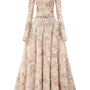 Tidal Whisper A-line Jewel Neck Embroidered Lace Maxi Dress