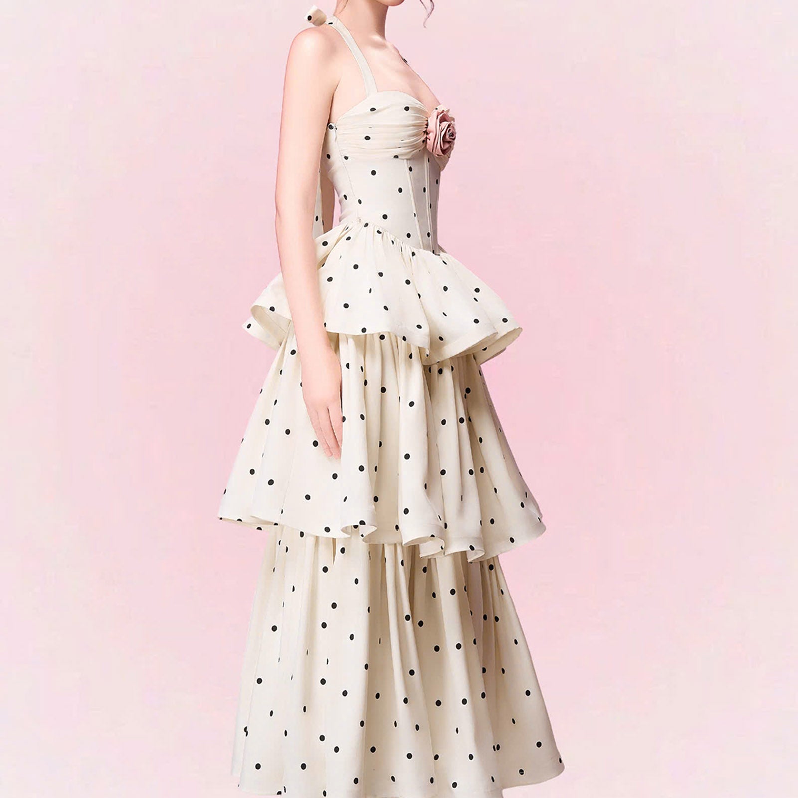 Hazel Halter Applique Midi Dress