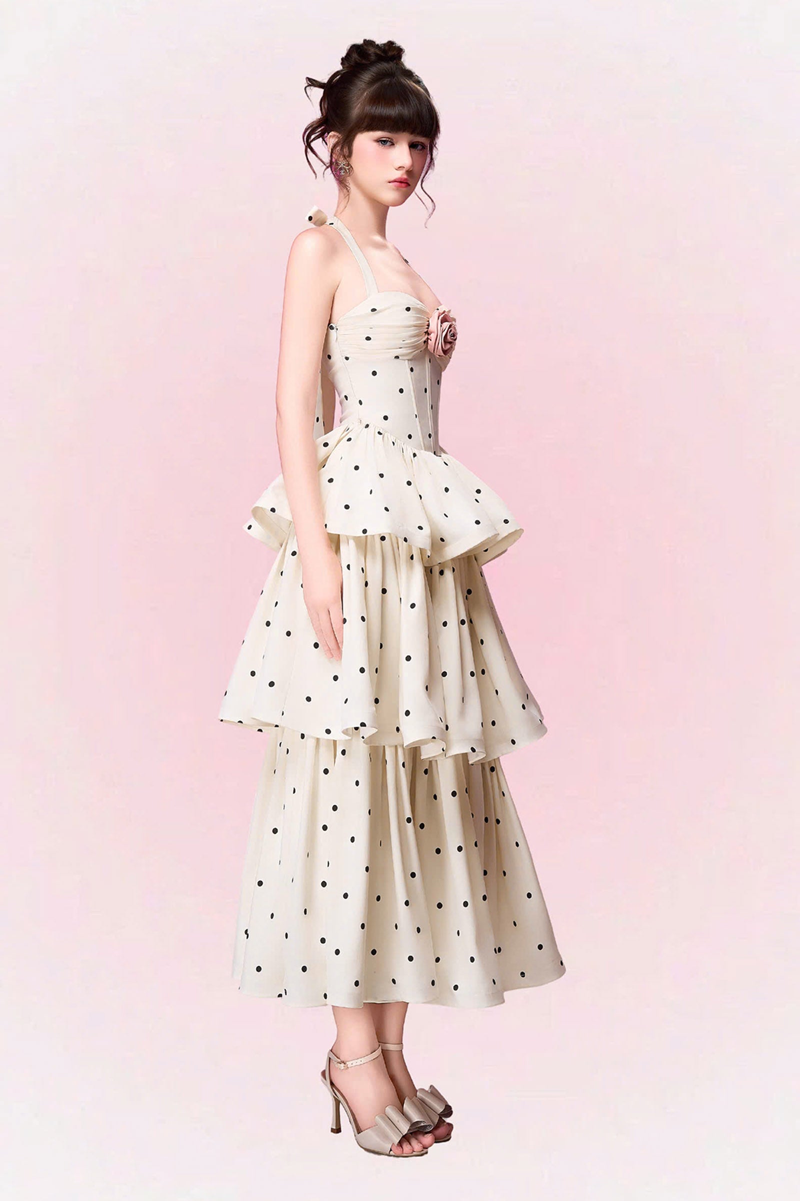 Hazel Halter Applique Midi Dress