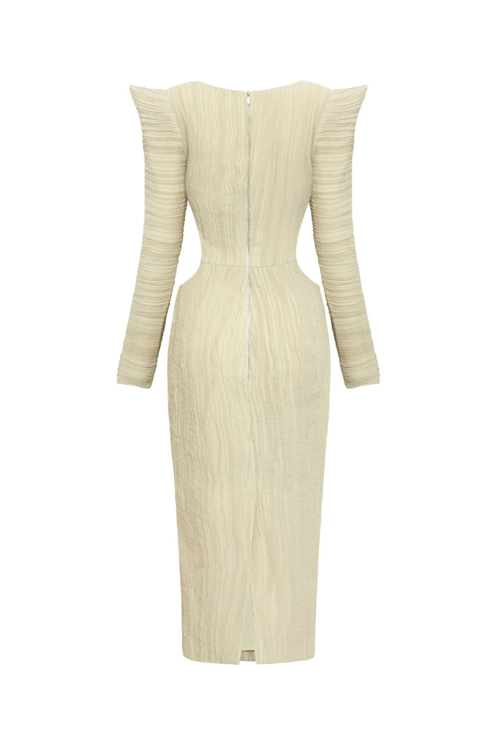 Jocelyn Pegged Queen Anne Neck Chiffon Midi Dress