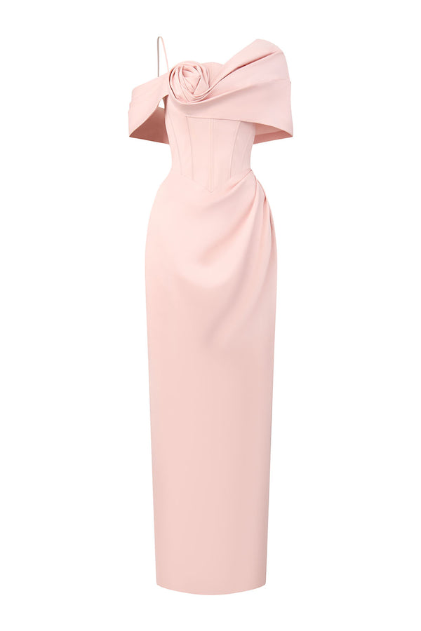 Elara Sheath Asymmetric Shoulder Taffeta Ankle Length Dress