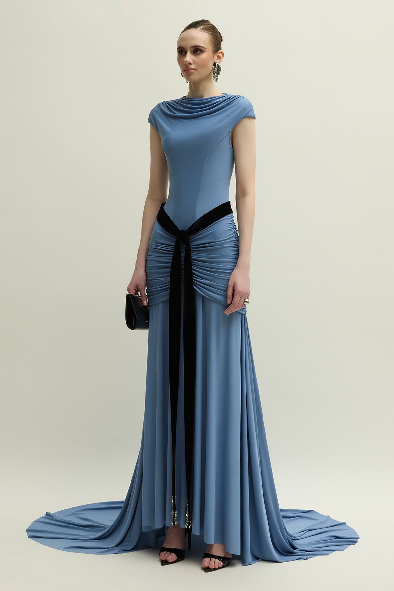 Women's Primrose Cowl Gathering Maxi Dress S/M/L/XL/XXL/Customize Baby Blue MEAN BLVD Women's Primrose Cowl Gathering Maxi Dress S/M/L/XL/XXL/Customize Baby Blue MEAN BLVD