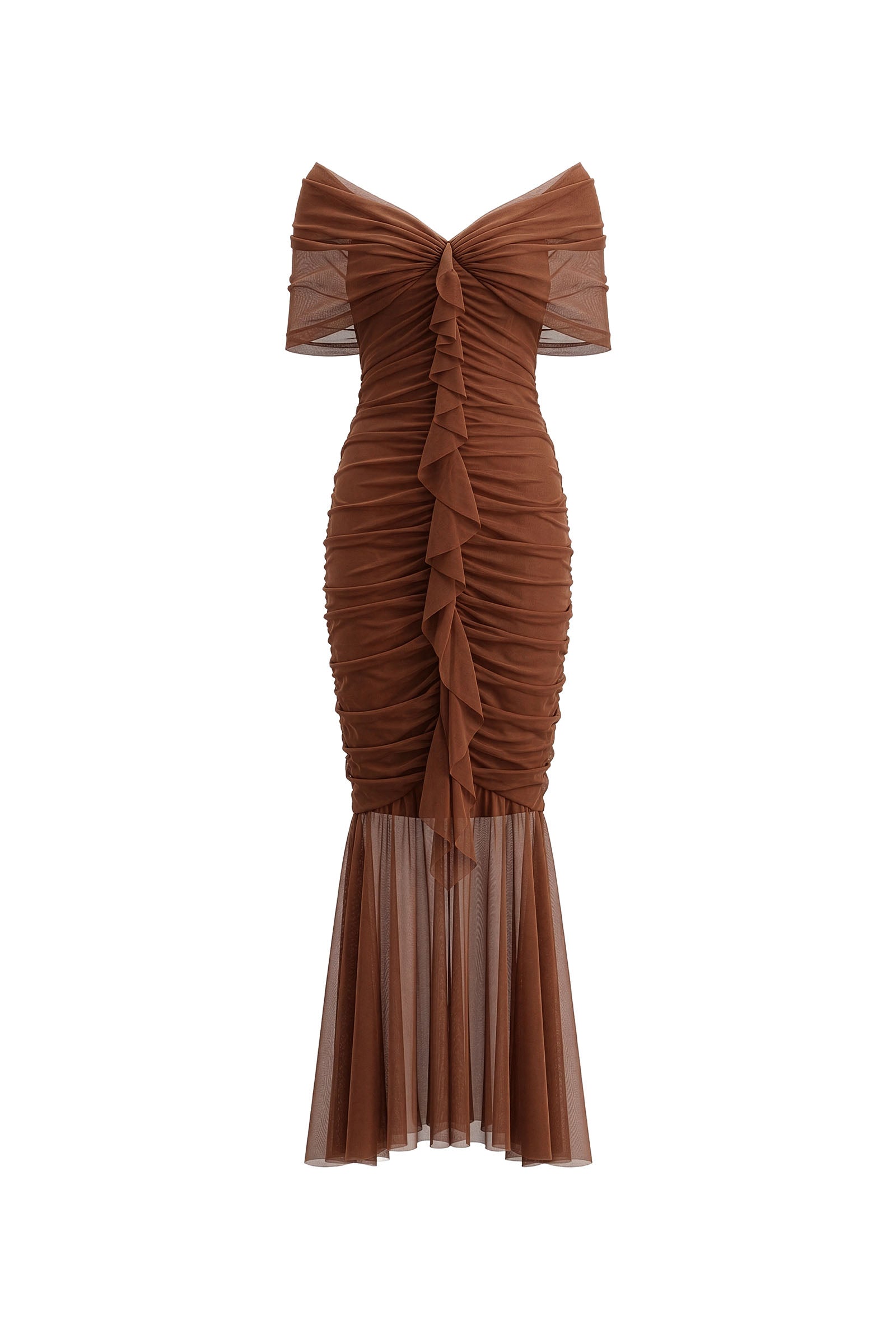 Women's Estelle Ruched Maxi Dress Chocolate Brown XS/S/M/L/Customize MEAN BLVD