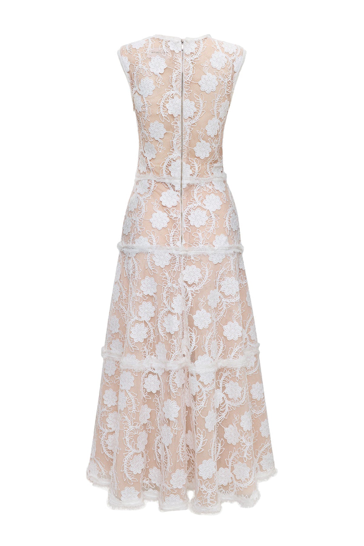 Seraphine Round Neck Lace Midi Dress