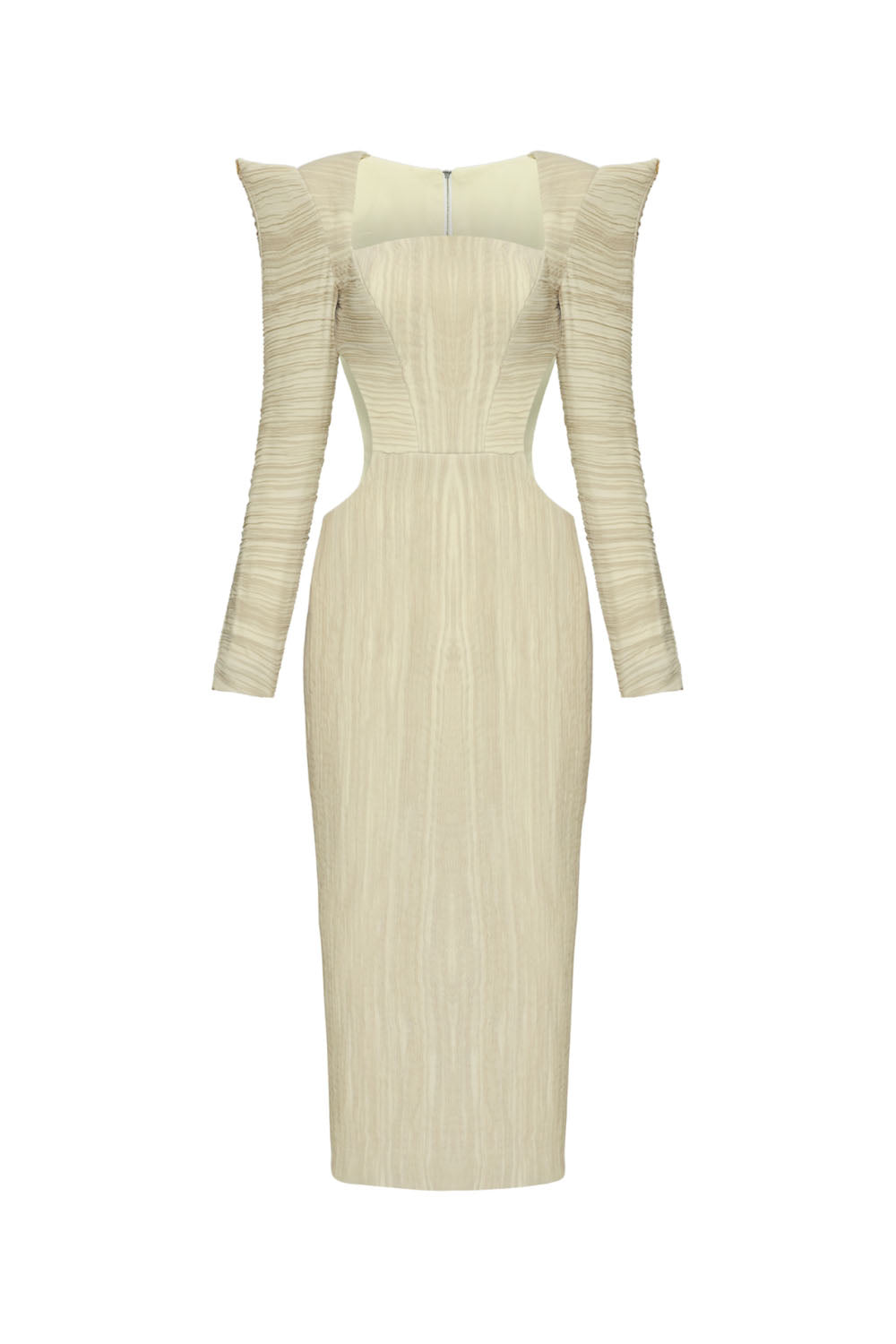 Jocelyn Pegged Queen Anne Neck Chiffon Midi Dress