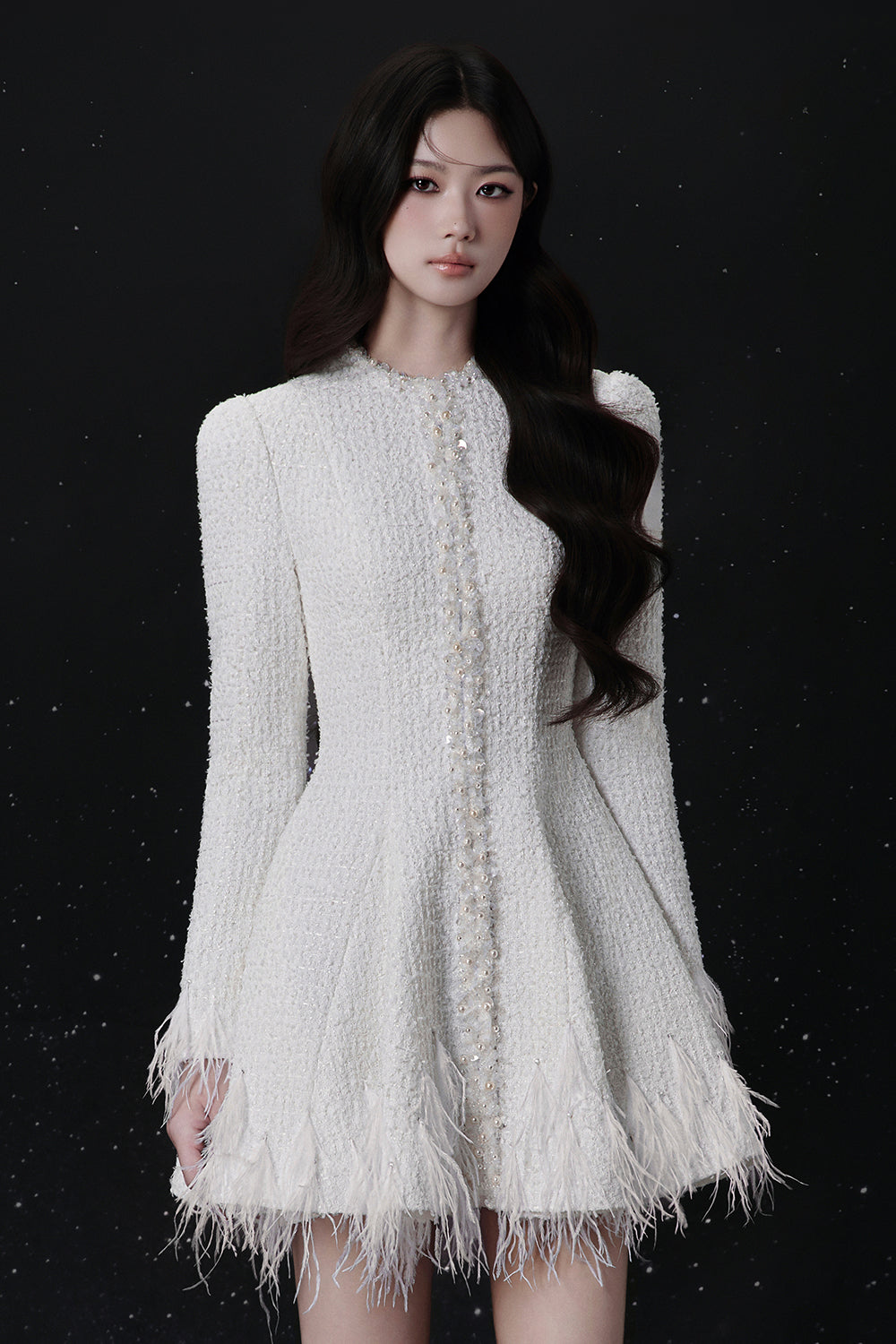 Lustre Feather Mini Dress