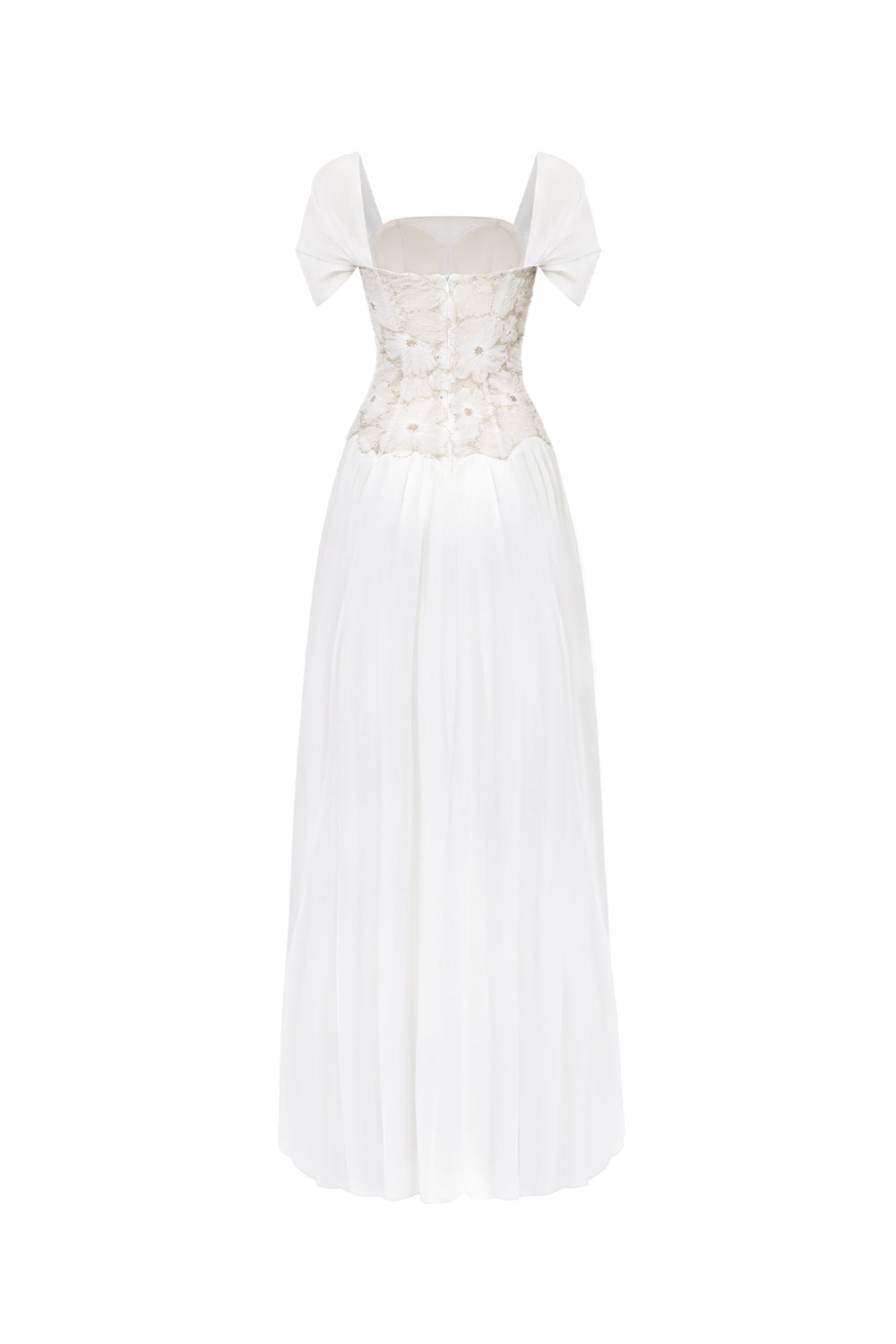 Nebula Fit and Flare Floral Mesh Lace Floor Length Dress