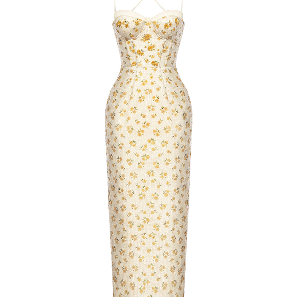 Lizzie Sheath Semi-Heart Neck Chiffon Ankle Length Dress