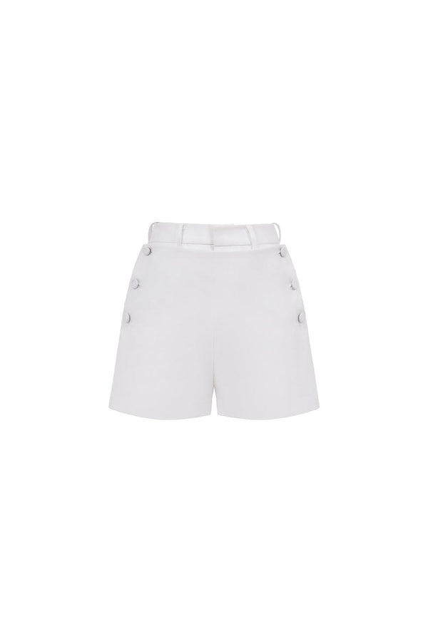 Lana Straight Button Taffeta Short Length Shorts