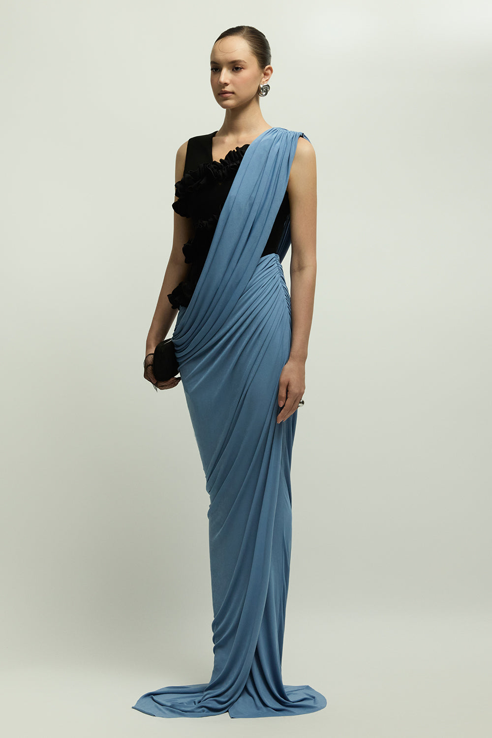 Women's Rivoli Bodycon Draped Maxi Dress S/M/L/XL/XXL/Customize Baby Blue &  Black MEAN BLVD