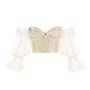 Maris Gathered Off-Shoulder Jacquard Crop Top