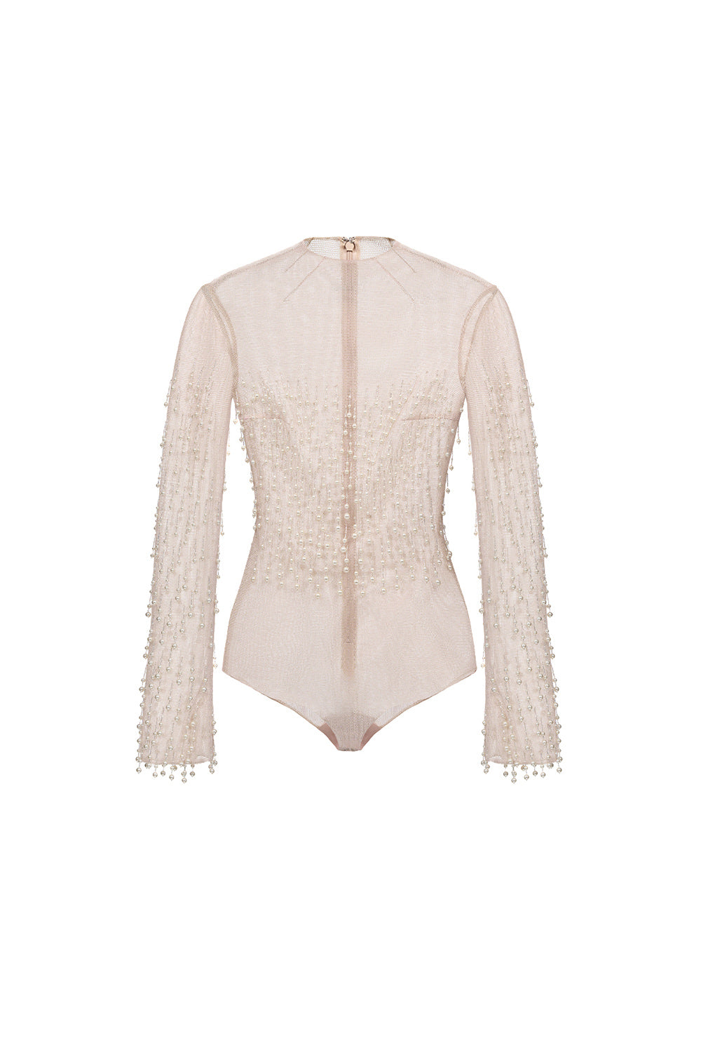 Beige Faux Pearl Longsleeve Top