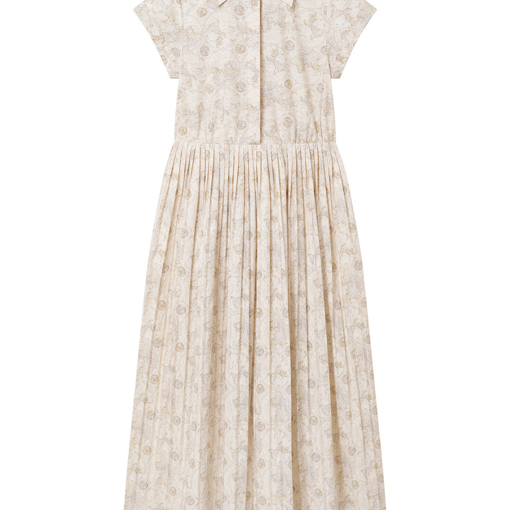 Solea A-line Pleated Cotton Maxi Dress