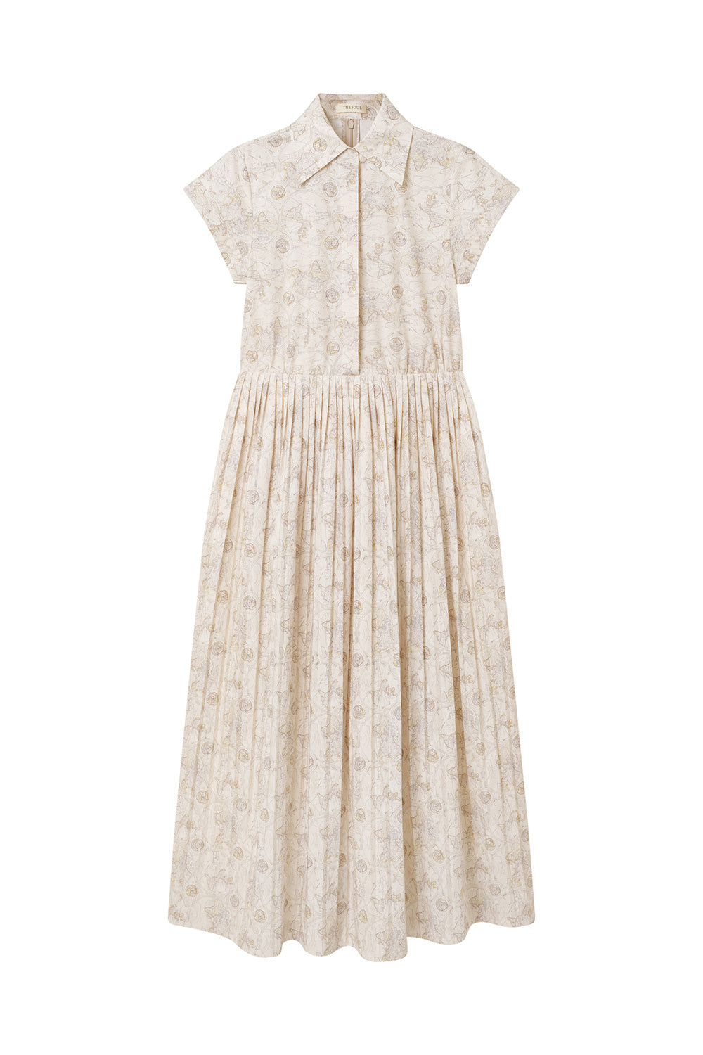 Solea A-line Pleated Cotton Maxi Dress