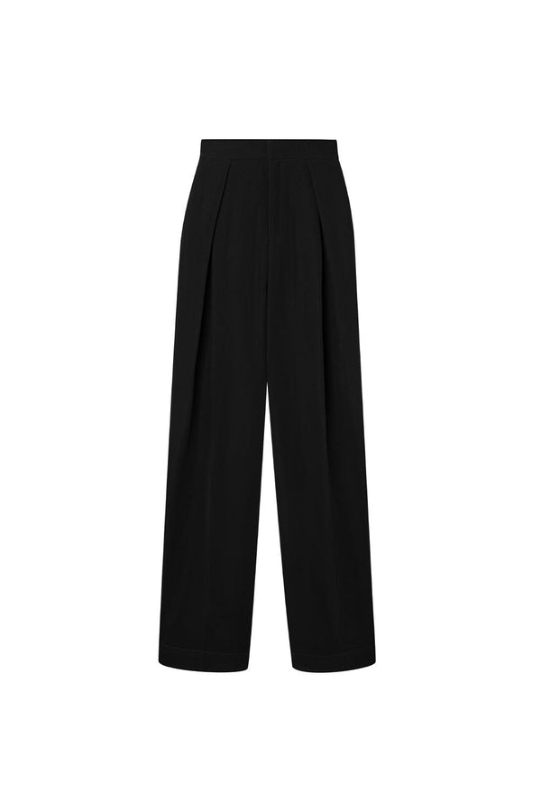 Queen Straight Box Pleated Poly Silk Floor Length Pants - MEAN BLVD
