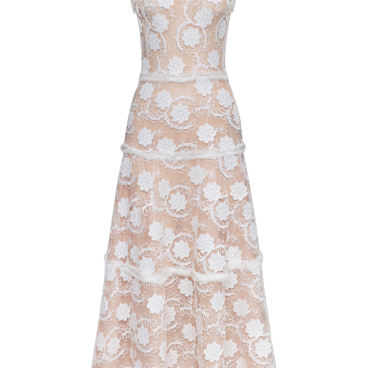 Seraphine Round Neck Lace Midi Dress